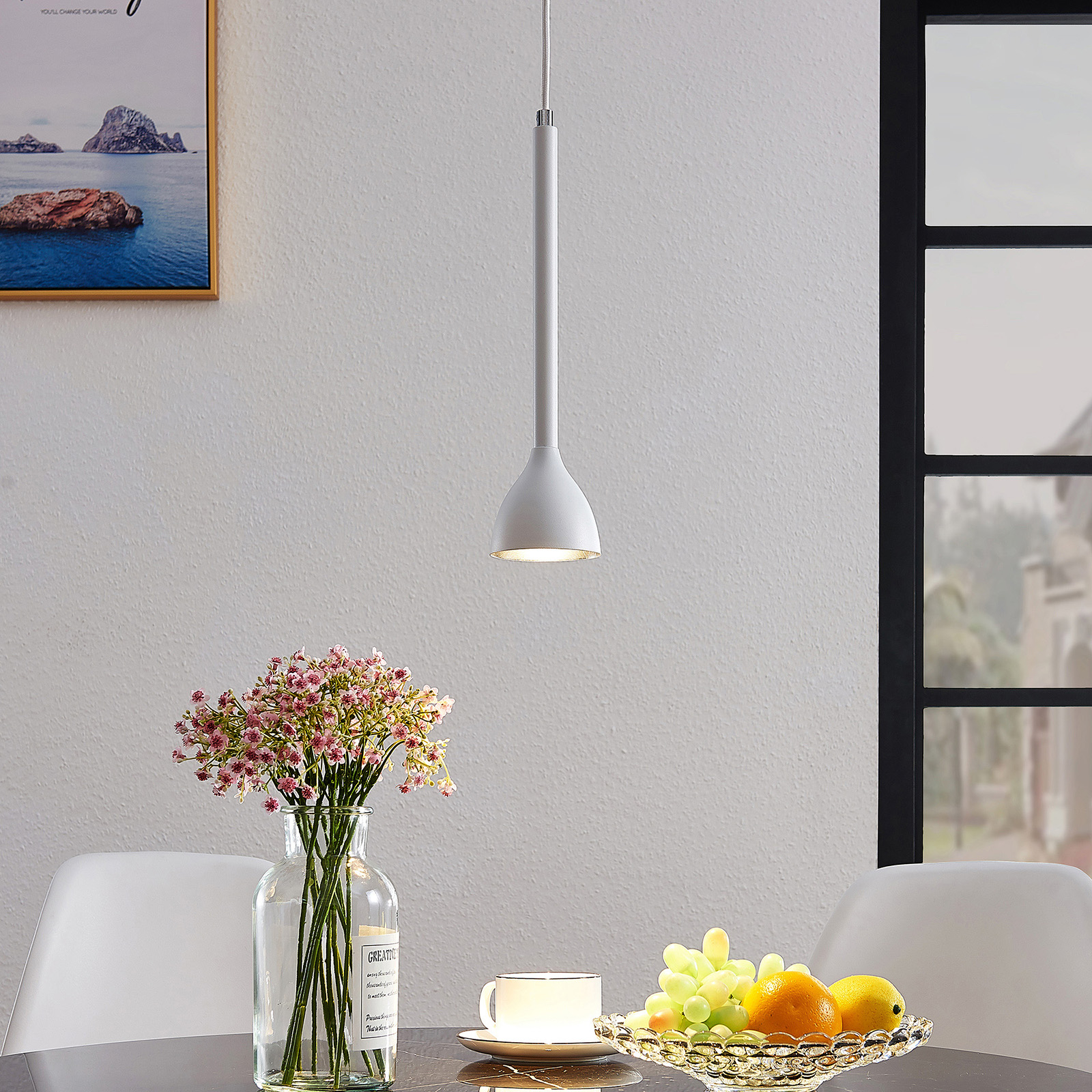 Hänglampa Nordwin, 1 lampa, vit-silver