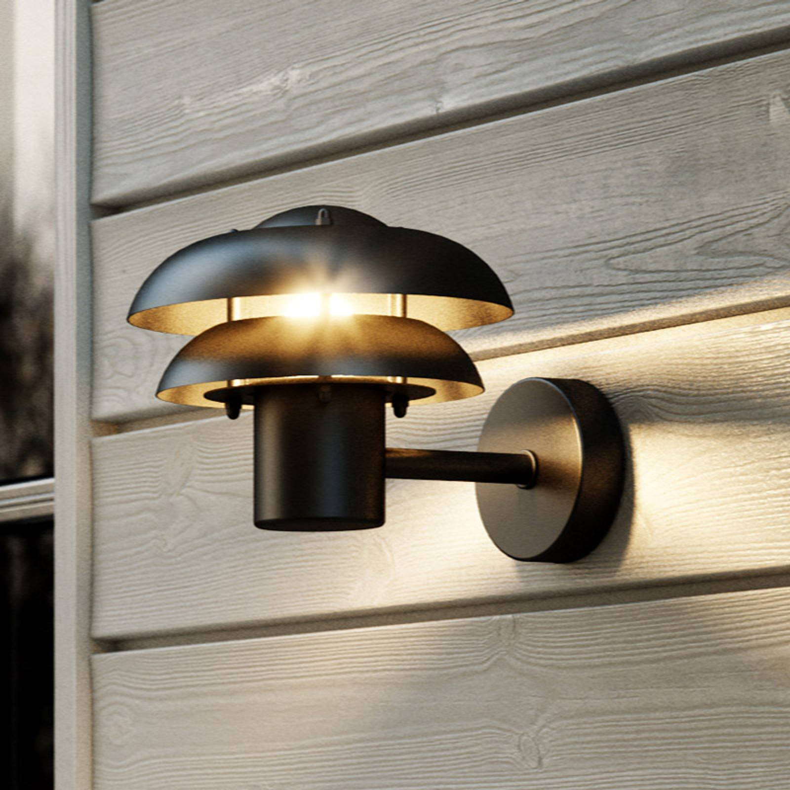 Utomhusvägglampa Kurnos svart Ø 20 cm