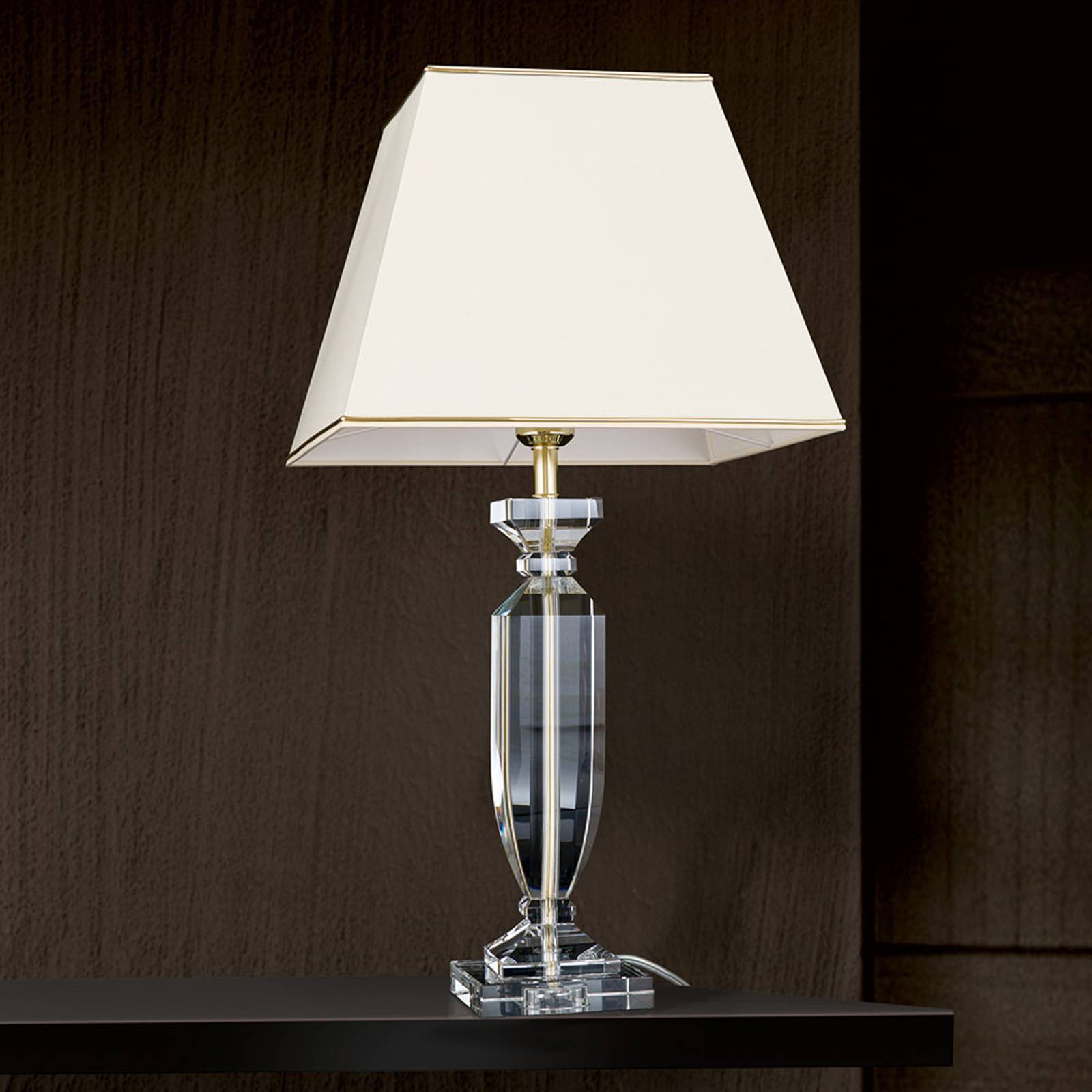 Bordslampa Pokal med kristall guld/kräm