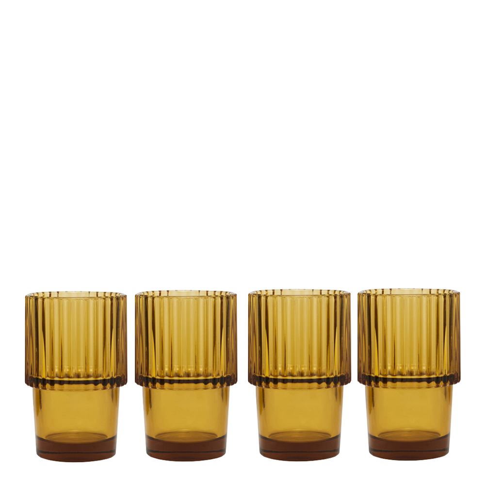 House Doctor - Rills Glas 4-pack 11 cm Amber