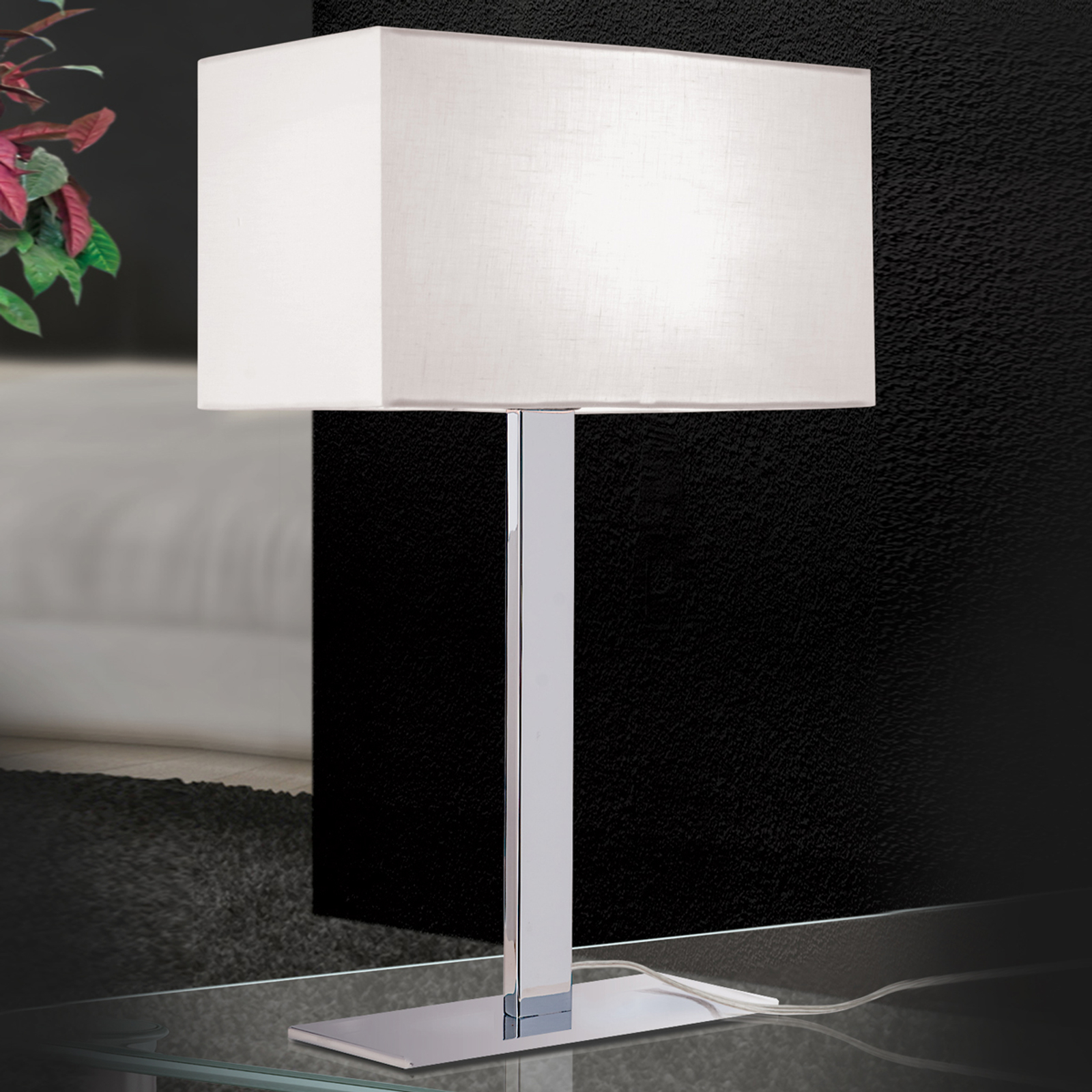 Bordslampa Grigor med vit linneskärm