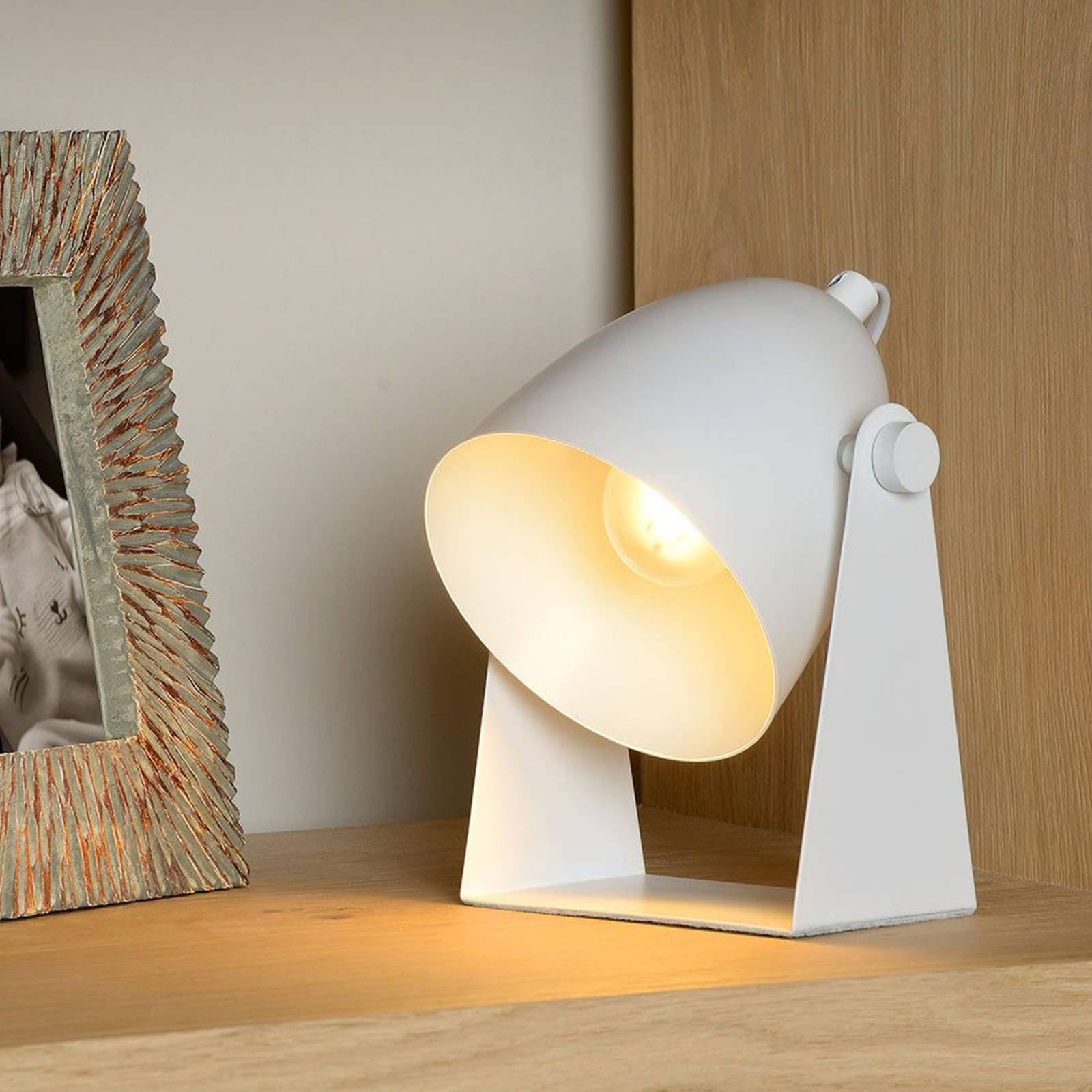 Bordslampa Chago i metall, vit