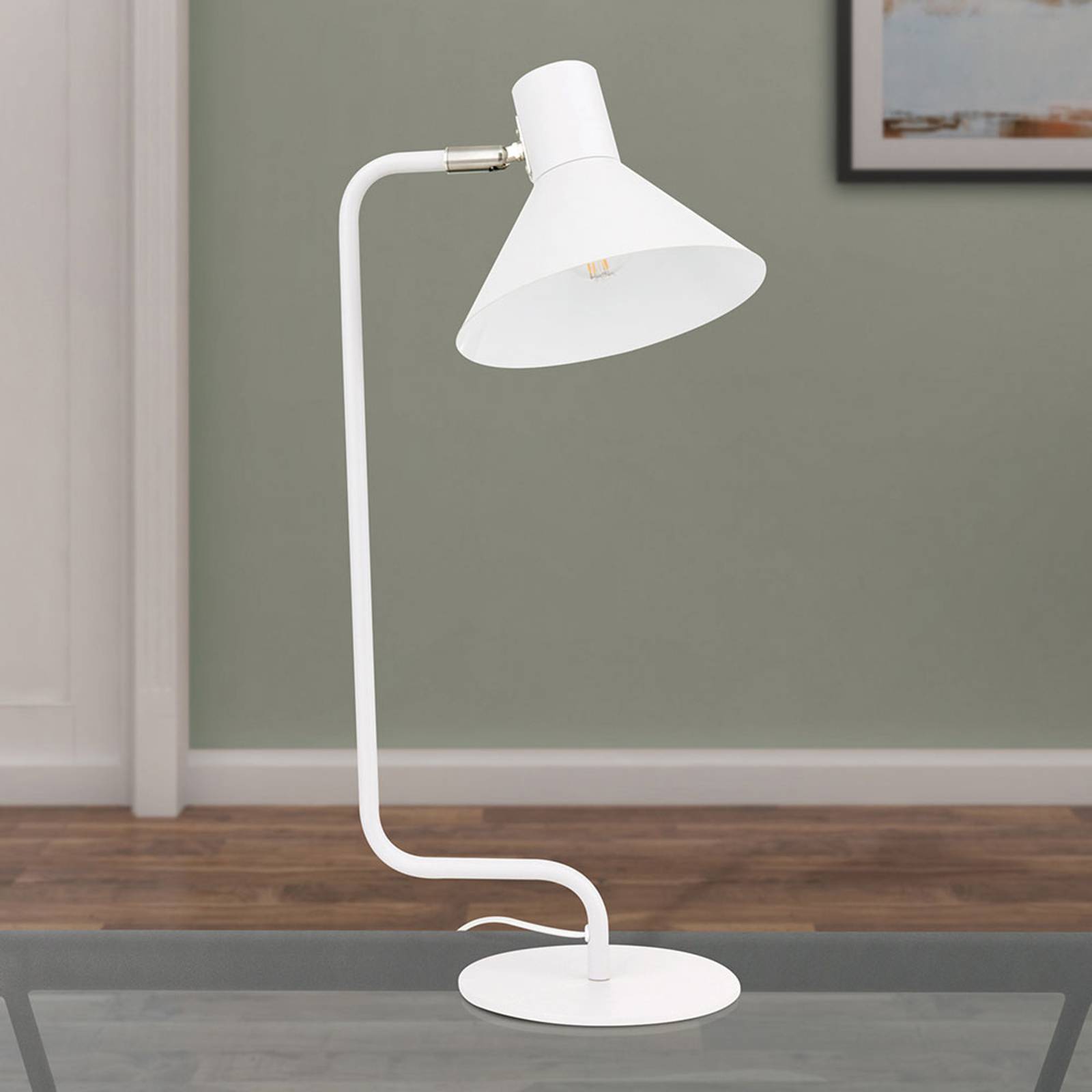 Skrivbordslampa Viktoria inställbart huvud vit