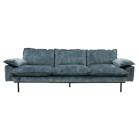 Retro Soffa Sammet 4-sits Blå