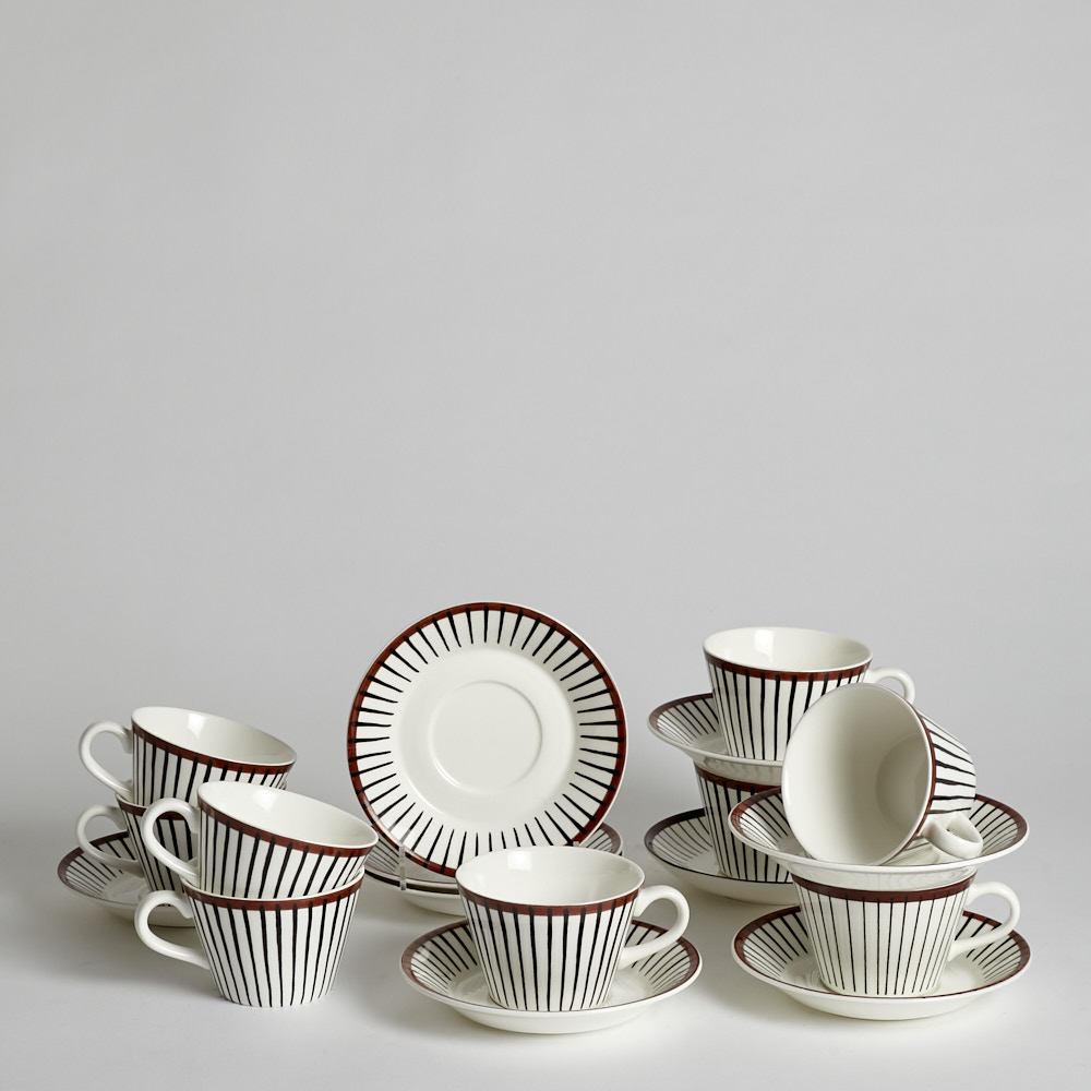 Gustavsberg - SÅLD Kaffekoppar med Fat "Spisa Ribb" 9 st