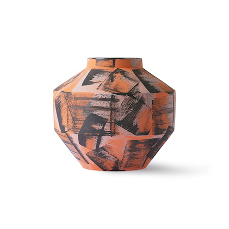 Handmålad Ceramic Vas Orange/Black