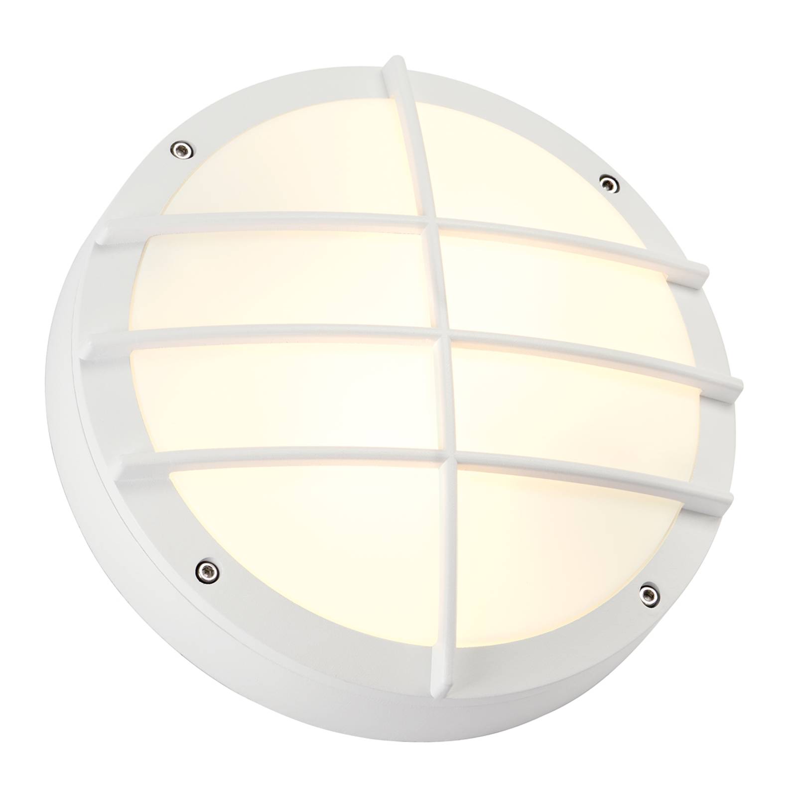Vit, elegant utomhusvägglampa BULAN GRID