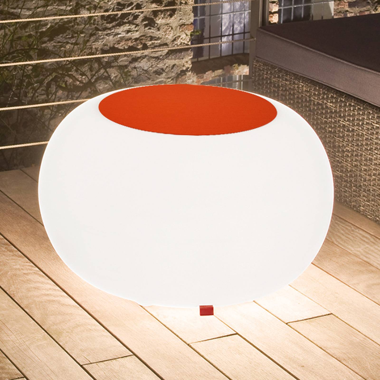 Bubble Outdoor bord, vitt ljus + orange filt