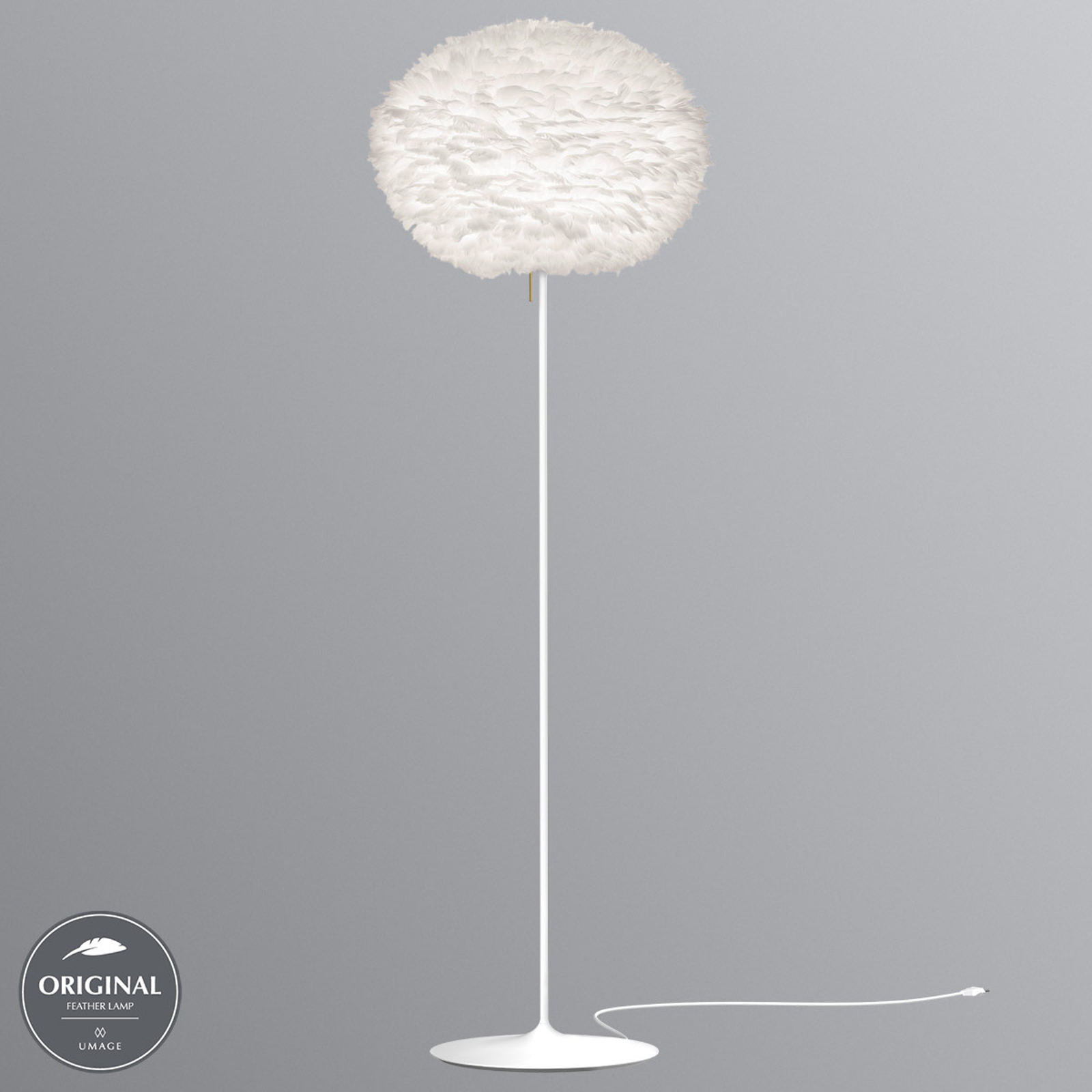 Stor designgolvlampa Eos, vitt