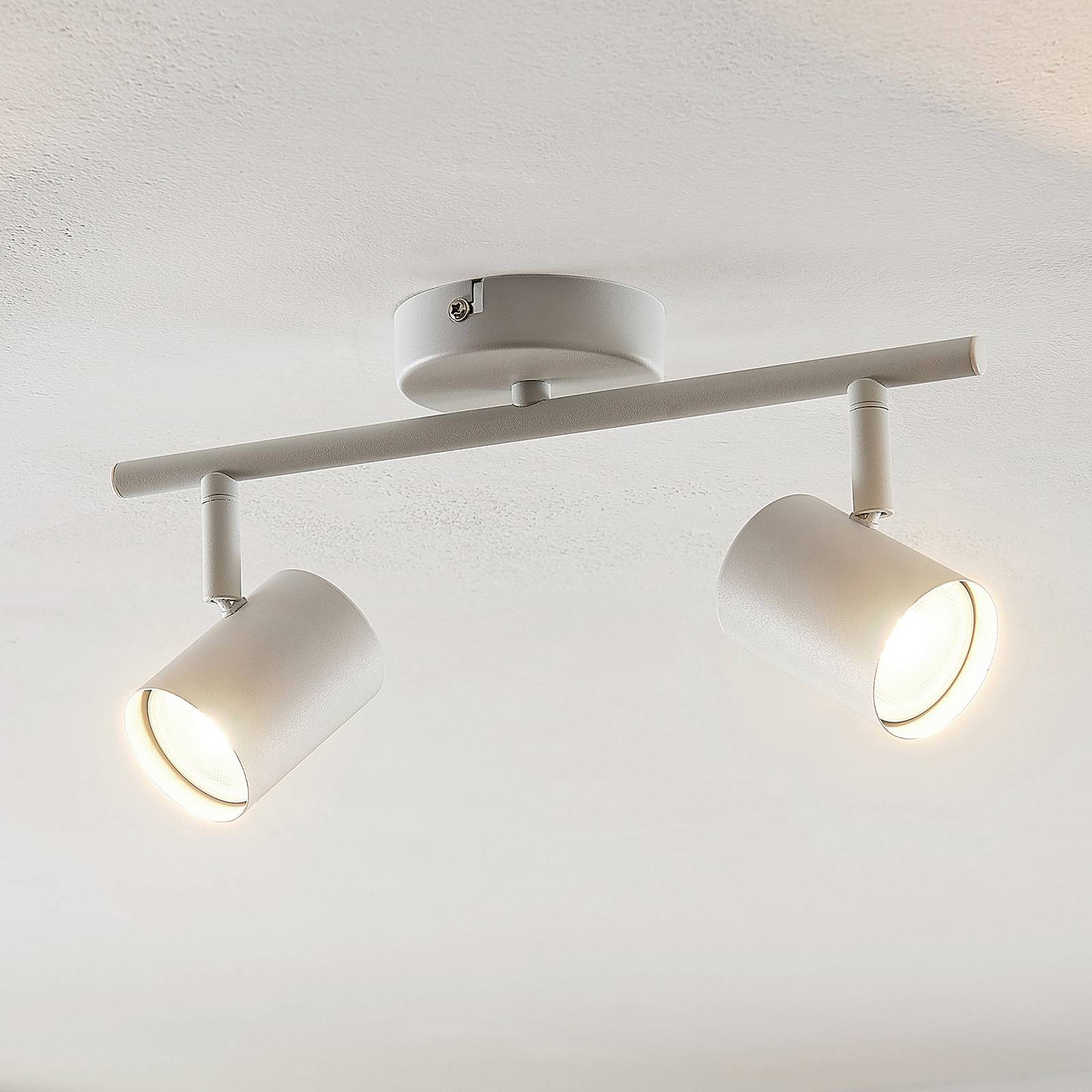 ELC Tomoki LED-taklampa, vit, 2 lampor