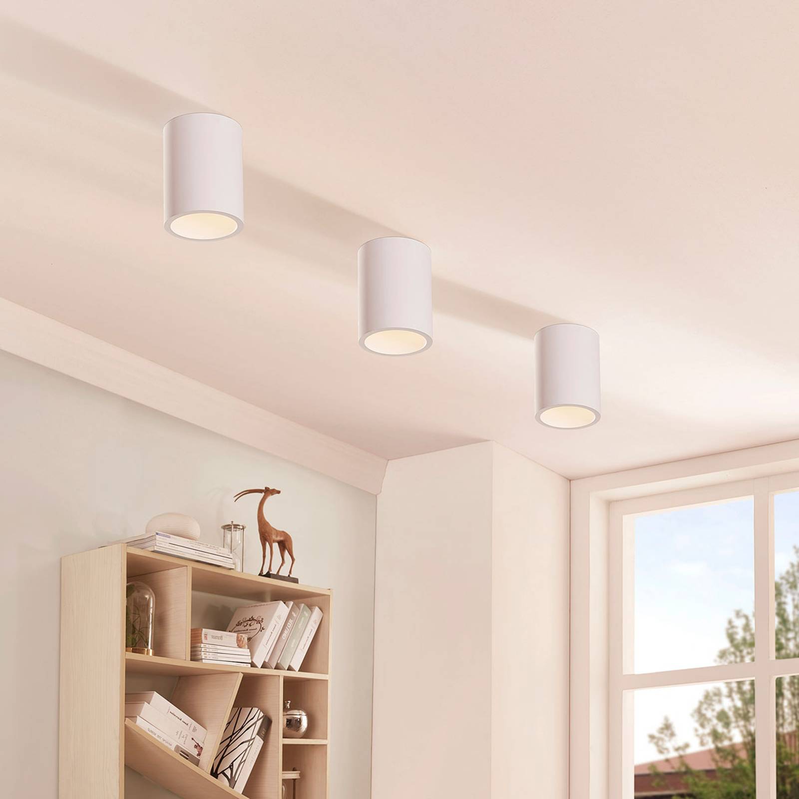 Rund Easydim-LED-taklampa Natalie av gips