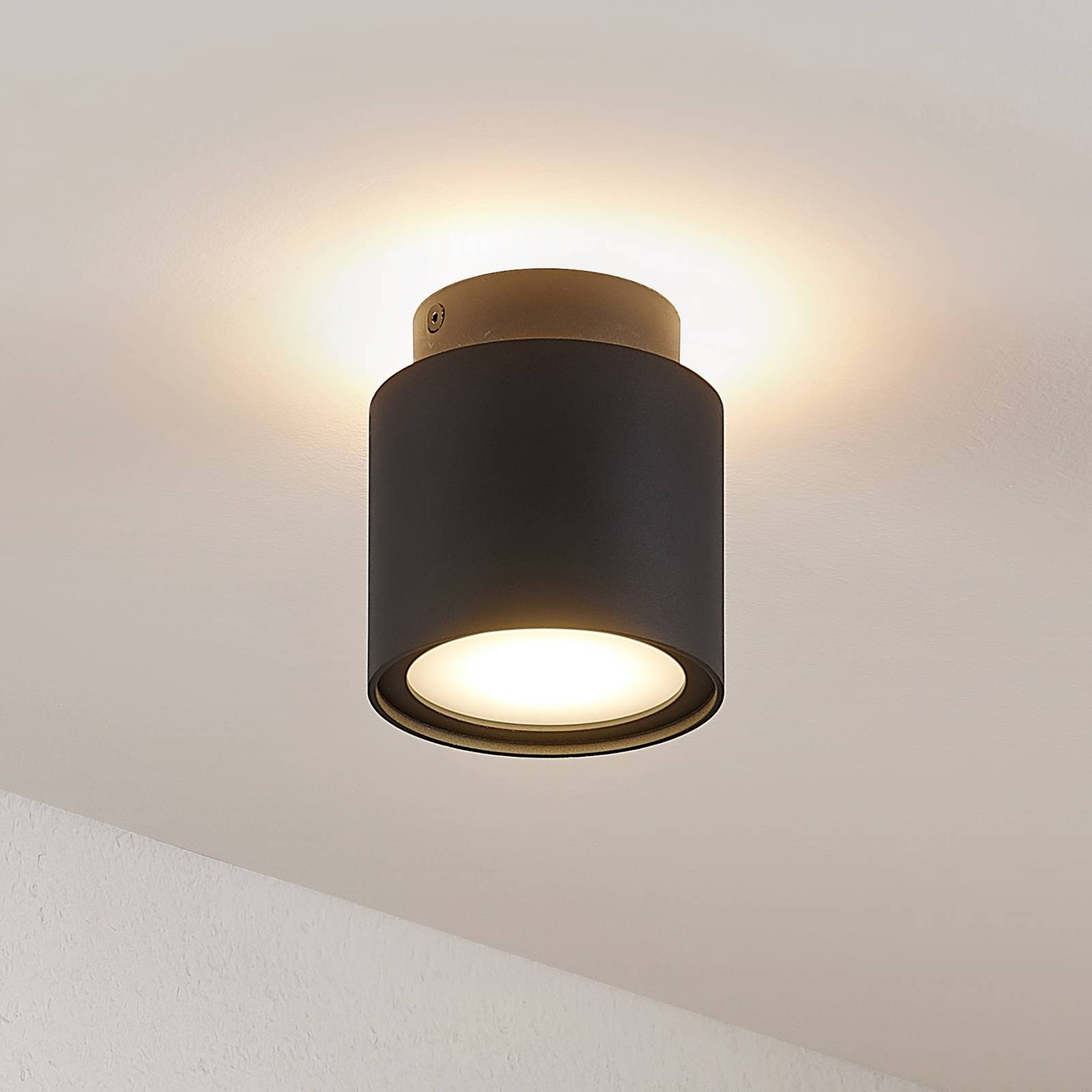 Arcchio Walisa LED-taklampa, mjölkglas, svart
