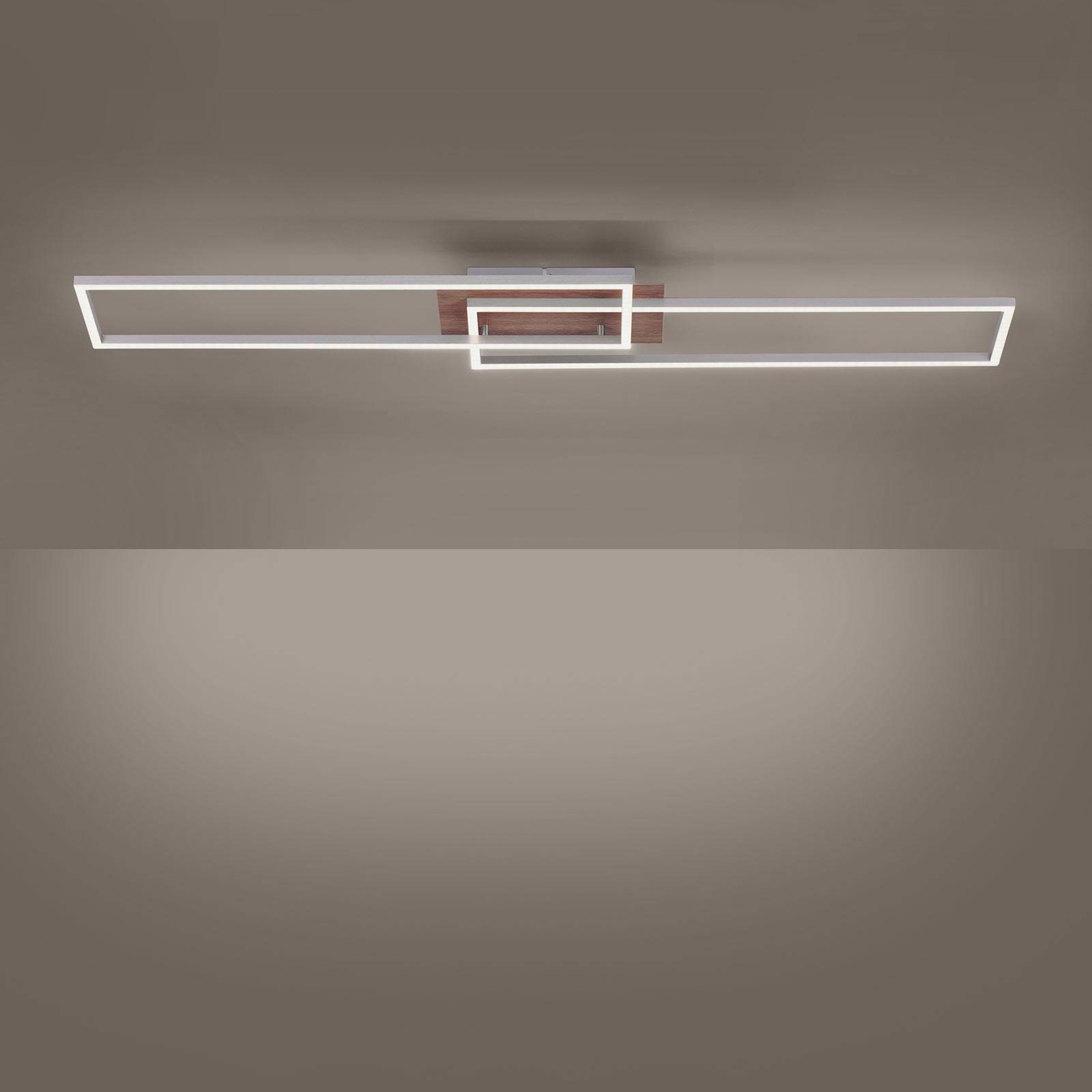 LED-taklampa Iven trädekor/stål 2 lampor rektangel
