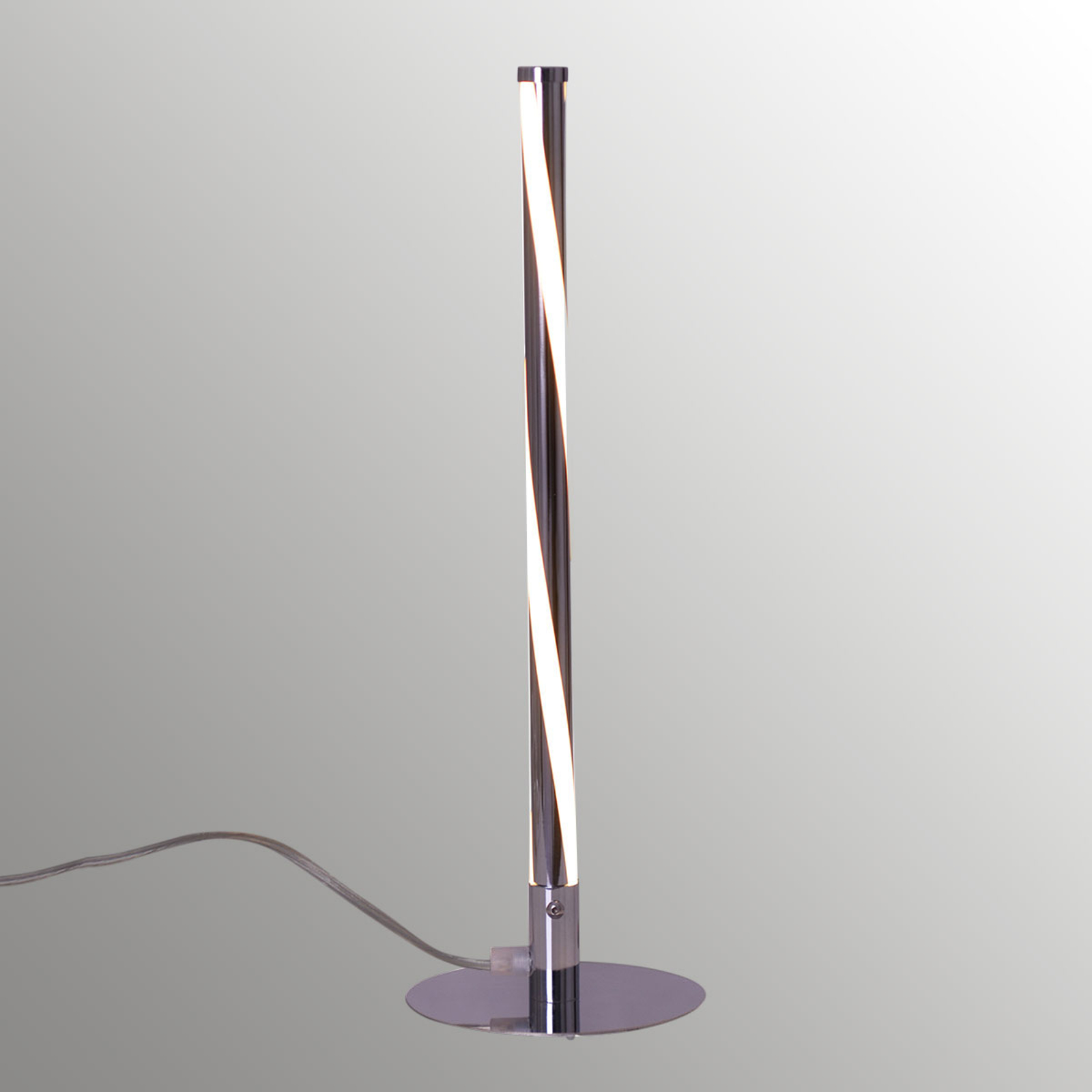 Böjd LED-bordslampa Swirl i krom
