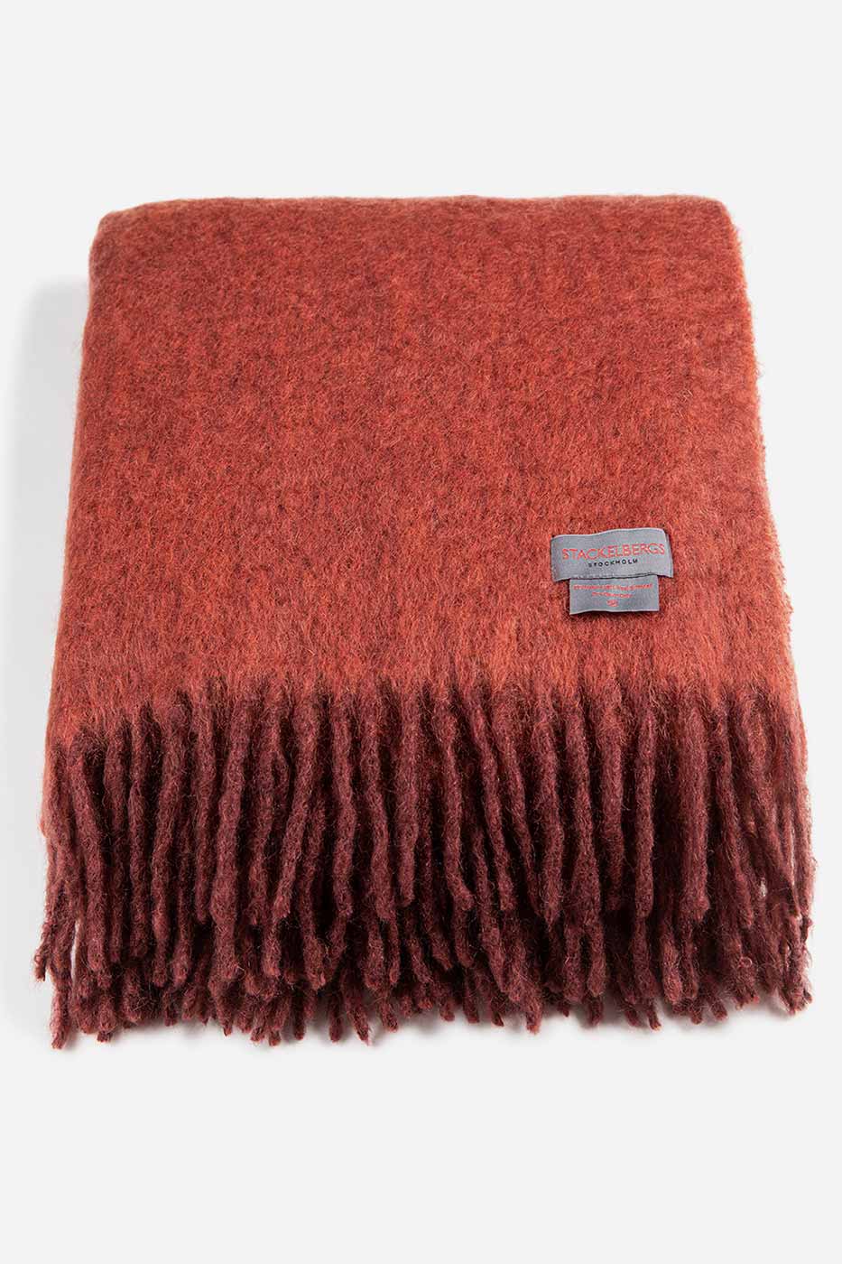 Pläd Bordeaux & Brick melange 130x170 mohair