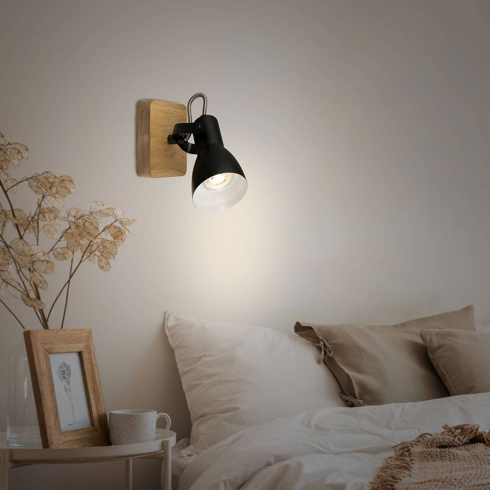 Takspotlight Arbo med träelement, 1 lampa