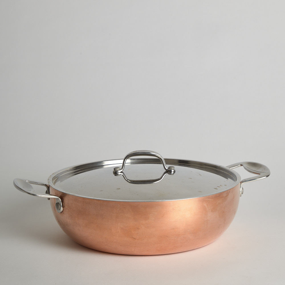 Vintage - SÅLD Låg Kopparkastrull 28 cm