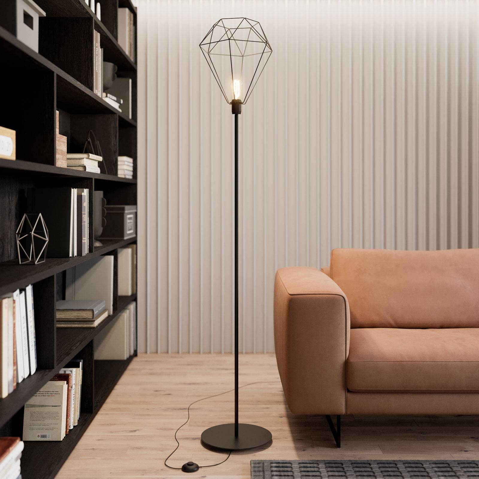 Golvlampa Karo med burskärm svart