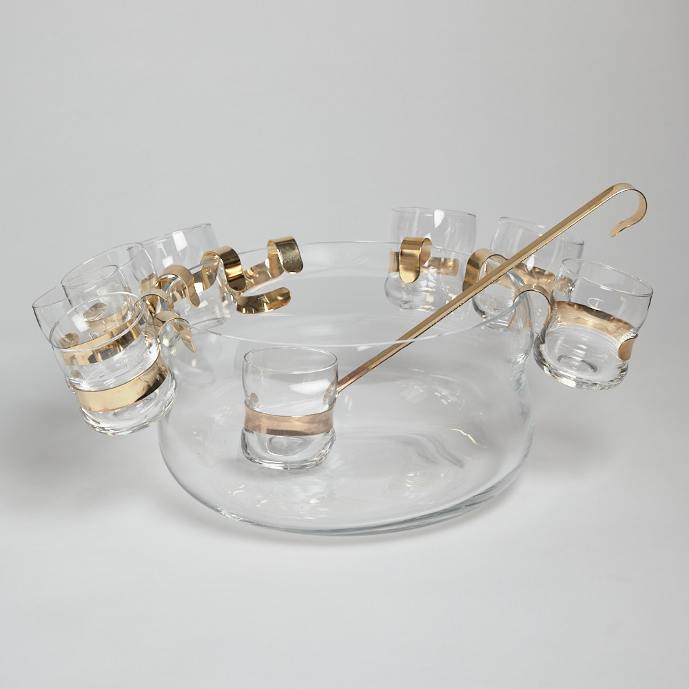 Iittala - SÅLD Bålskål "Paula" med Slev och 7 st glas