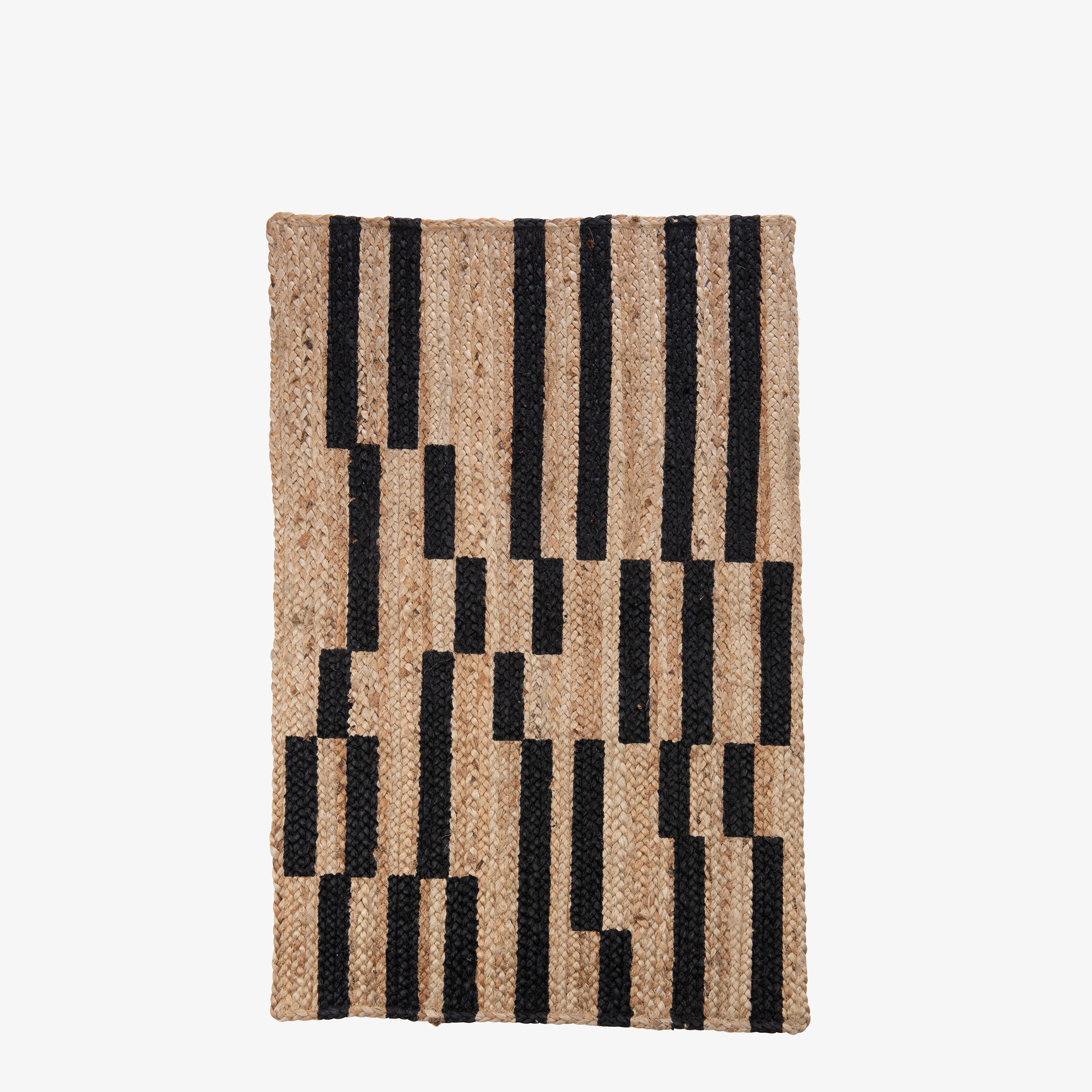 Handgjord Matta Jute Black Pattern