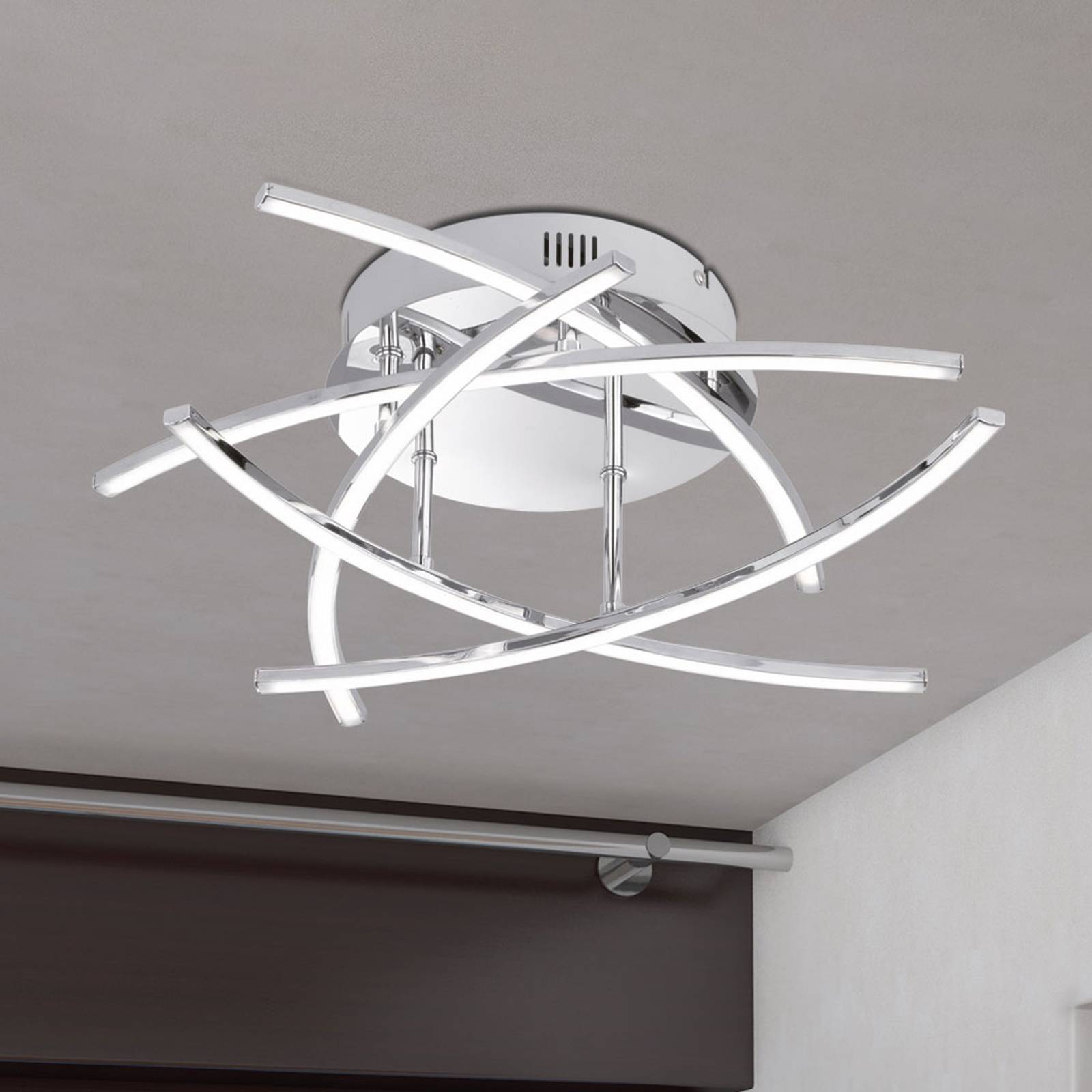 LED-taklampa Cross 5 lampor, krom