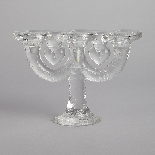 Vintage - Ljusstake i Glas med Hjärtan