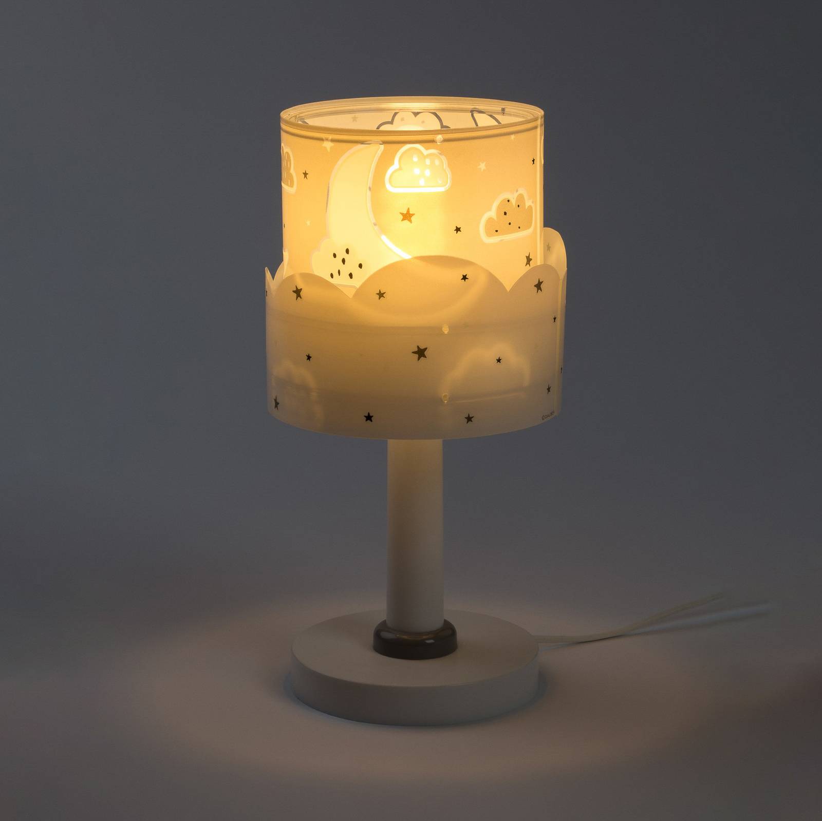 Barnbordslampa Moon, grå