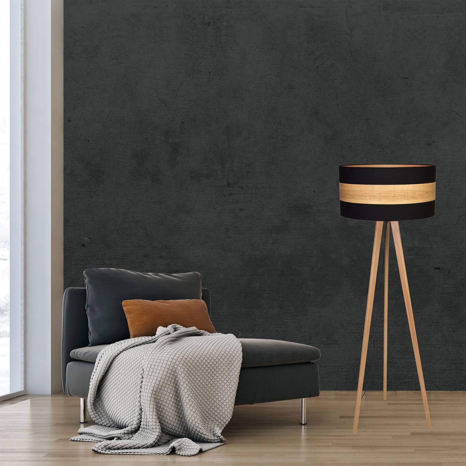 Golvlampa Terra av trä och textil