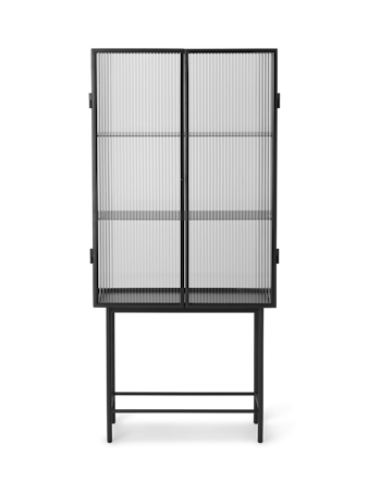 Haze Vitrinskåp Räfflat Glas Svart 70x155 cm