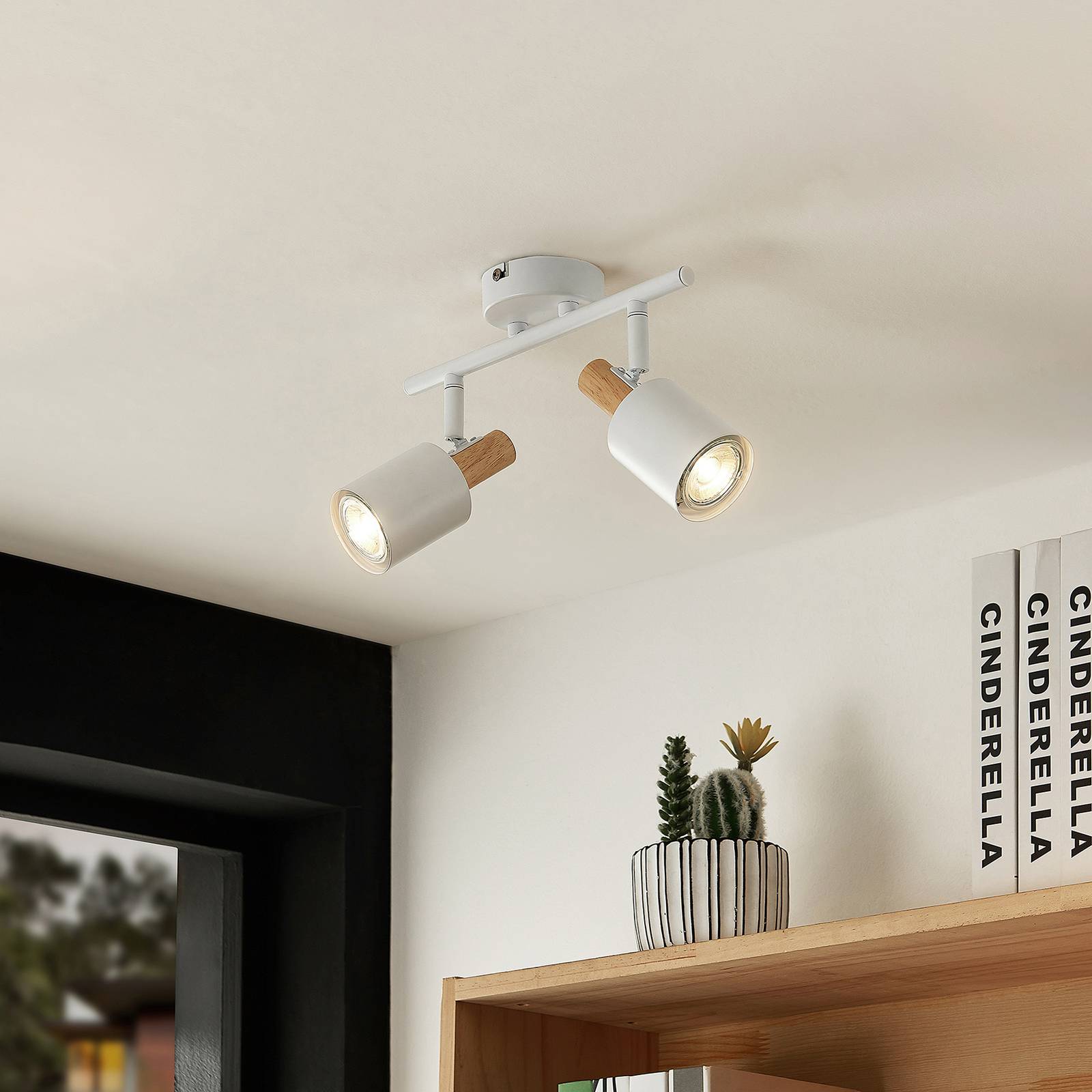 Lindby Junes LED-takspotlight 2 lampor, vit