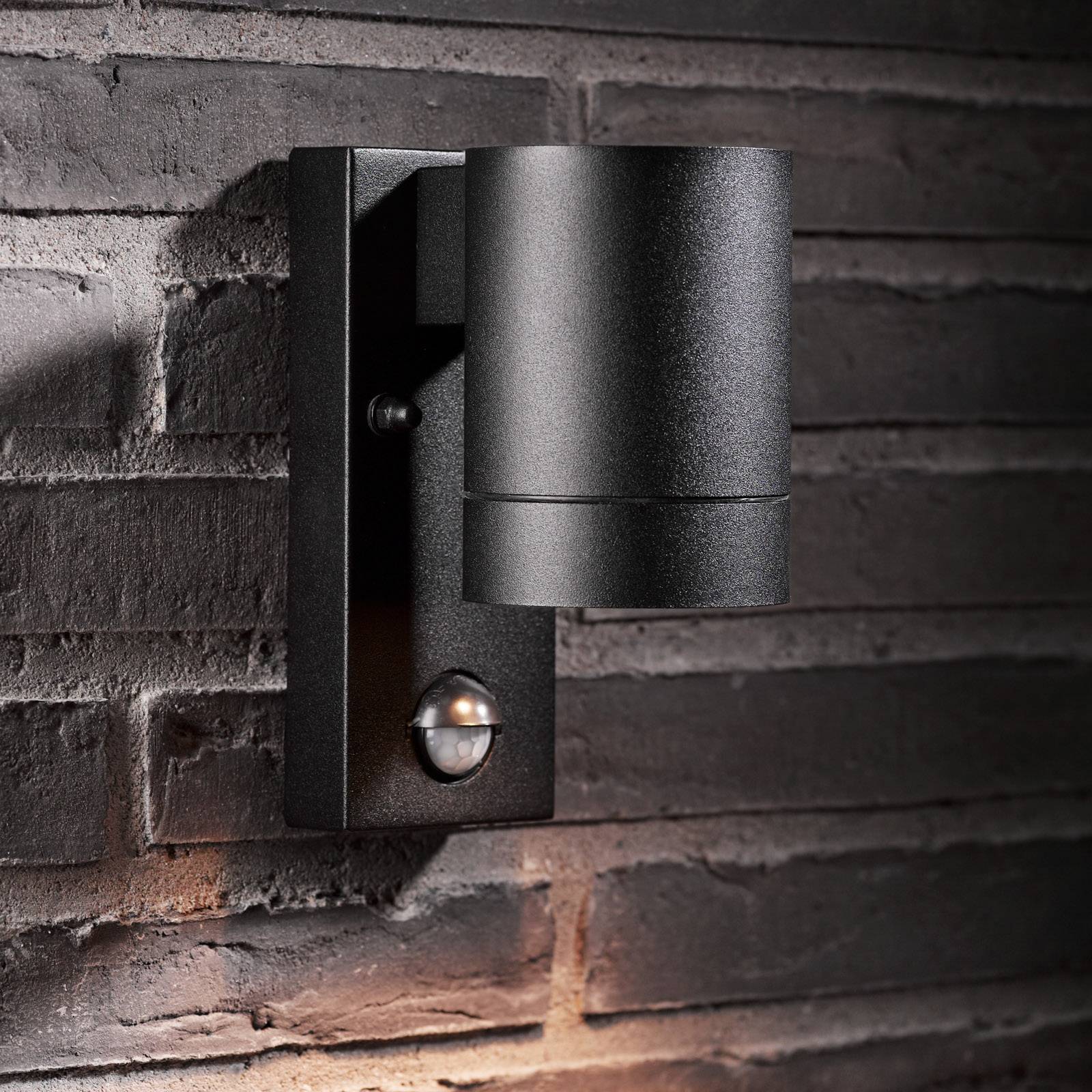Utomhusvägglampa Tin Maxi Sensor, svart
