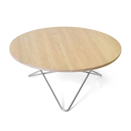 O Table Ekträ med Rostfri Stålram Ø80