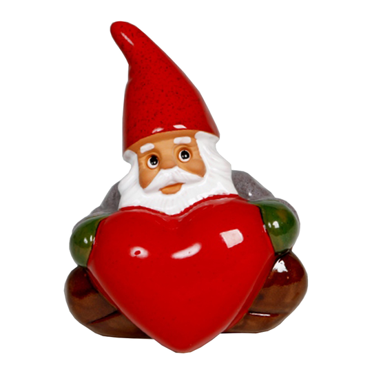 Rolf Berg Keramik - Tomte med Hjärta 13 cm Röd