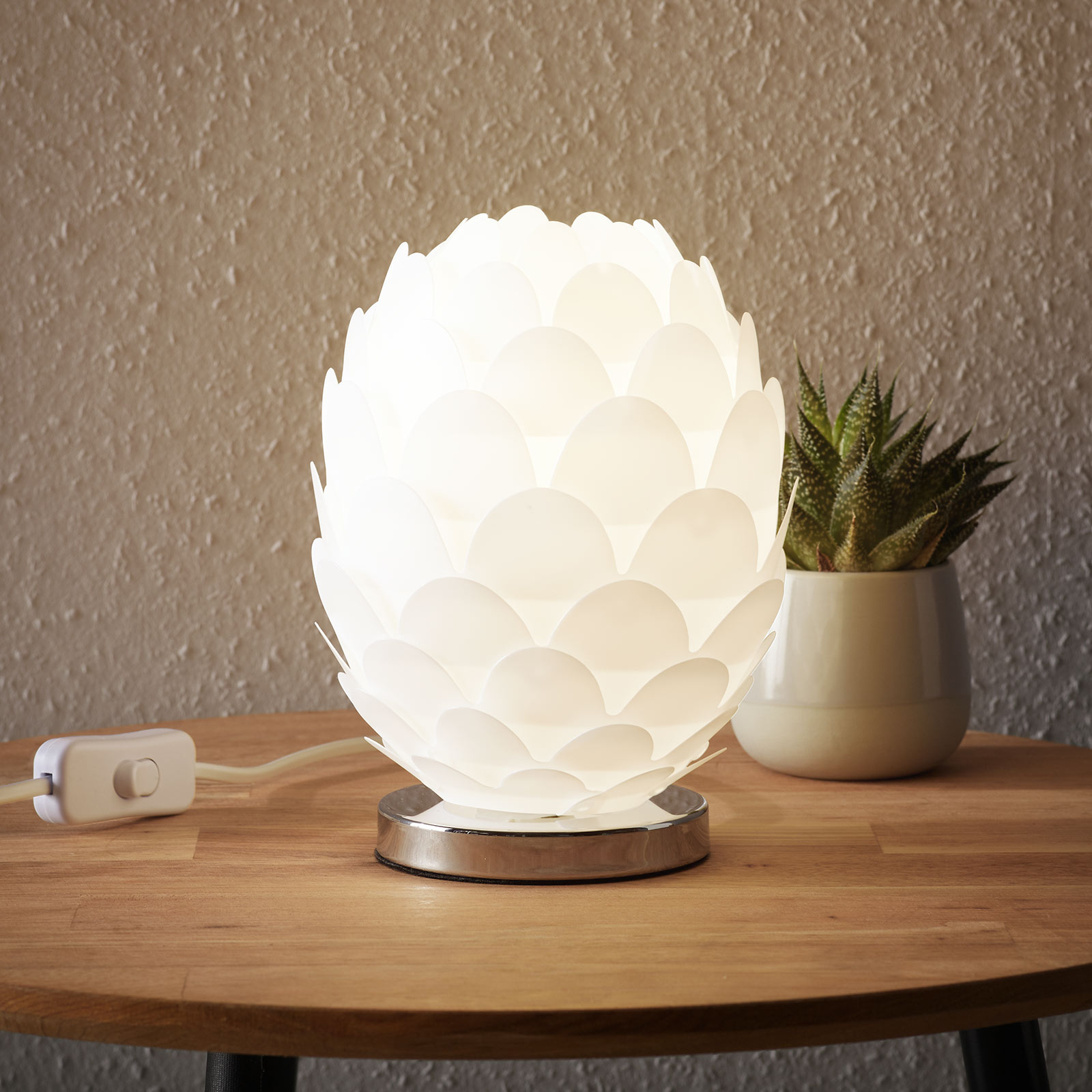 Bordslampa Marees i vit, Ø 15 cm