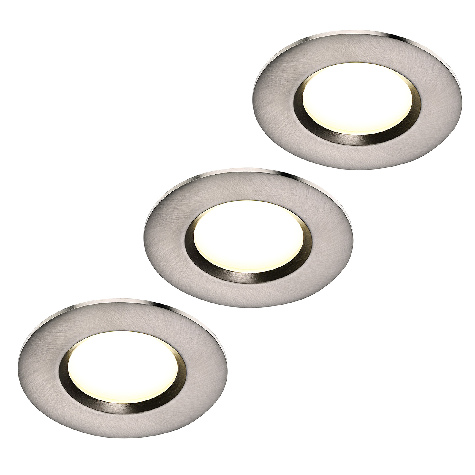 LED-inbyggnadslampa Clarkson 3-pack, rund, stål