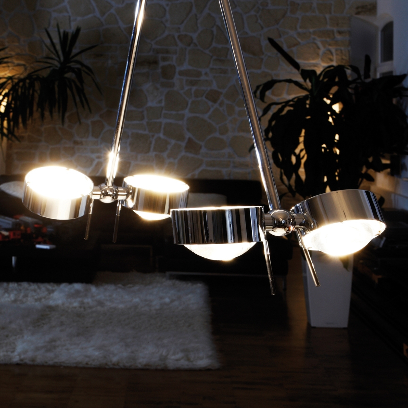 Taklampa PUK CEILING; 4 ljuskällor, förkromad 80cm
