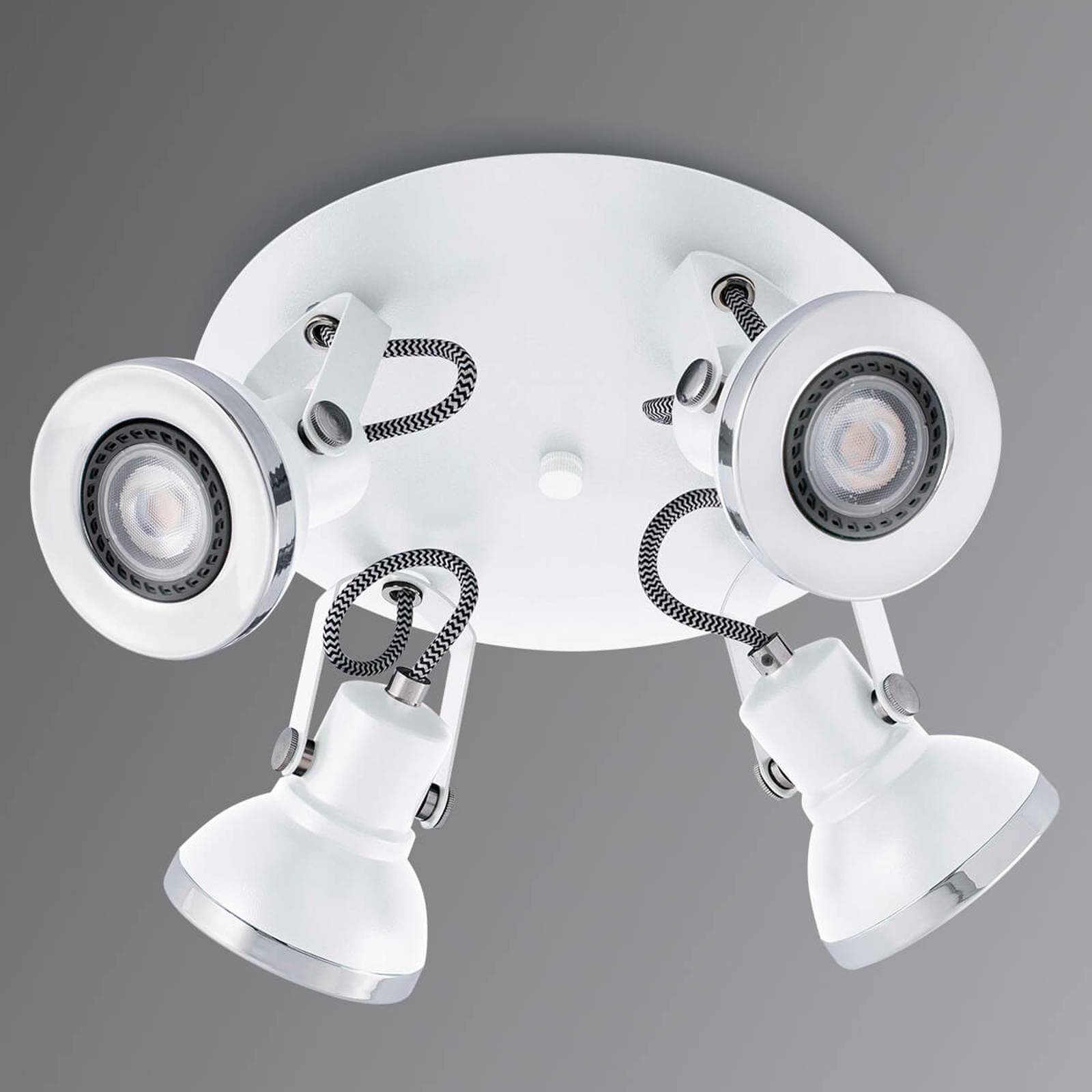 LED-takspotlight Ring i vitt, 4 lampor