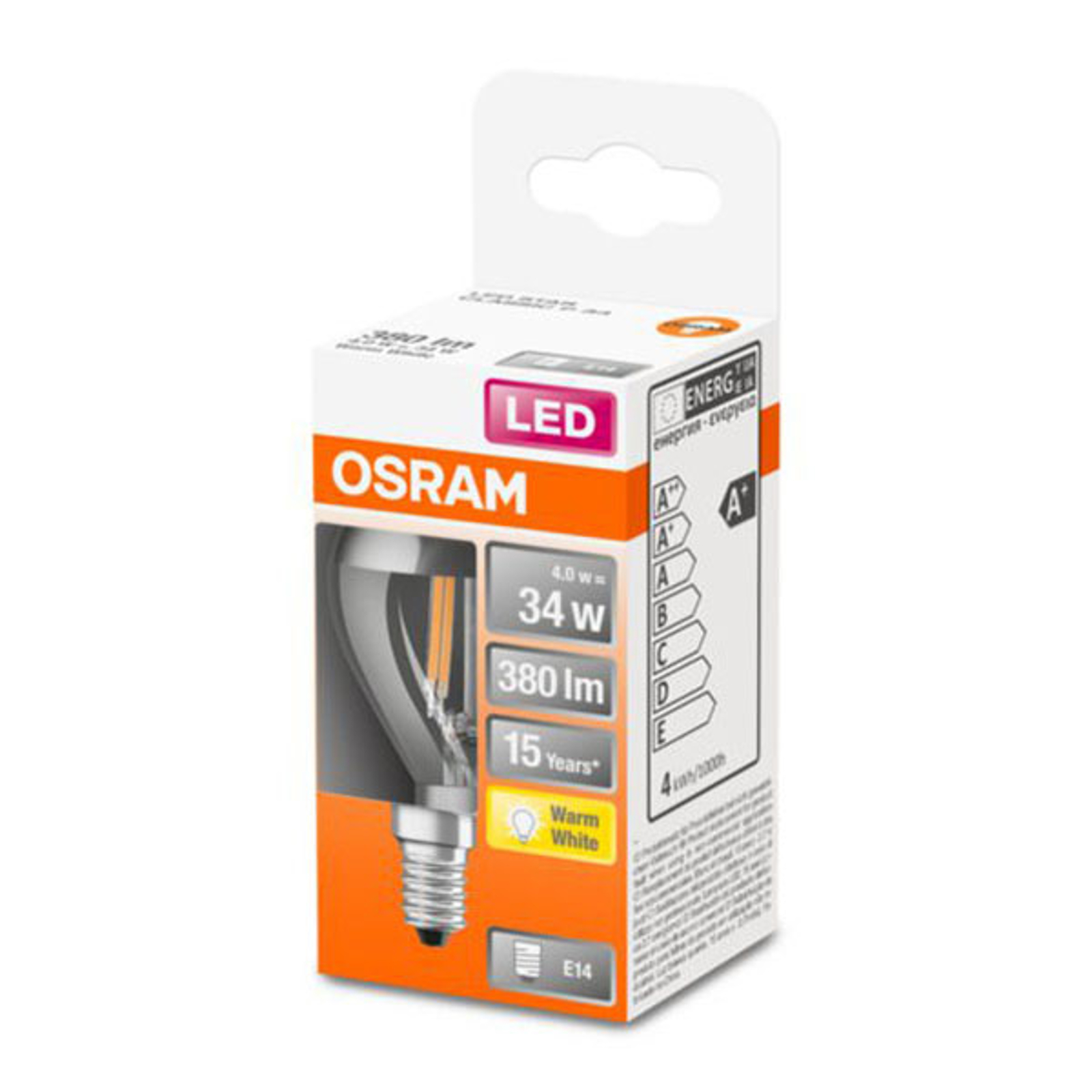 OSRAM Classic P Mirror LED-lampa E14 4 W 2 700 K