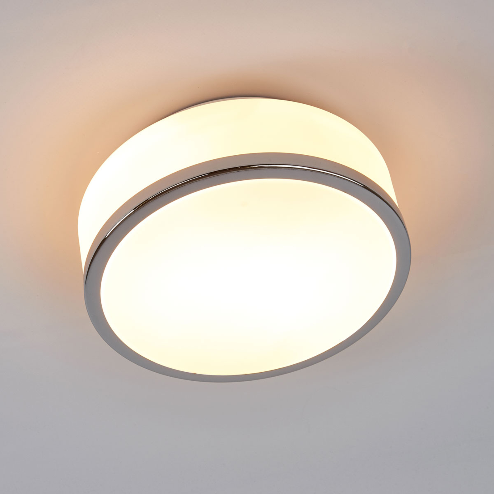 Taklampa Flush IP44, Ø 23 cm, krom