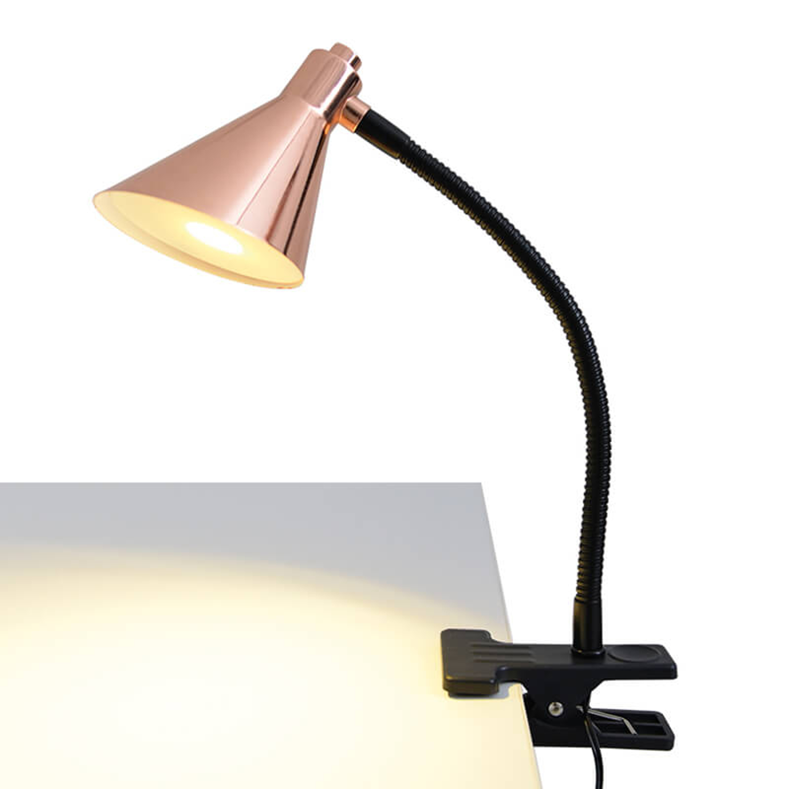 Kopparfärgad LED-klämlampa Janita