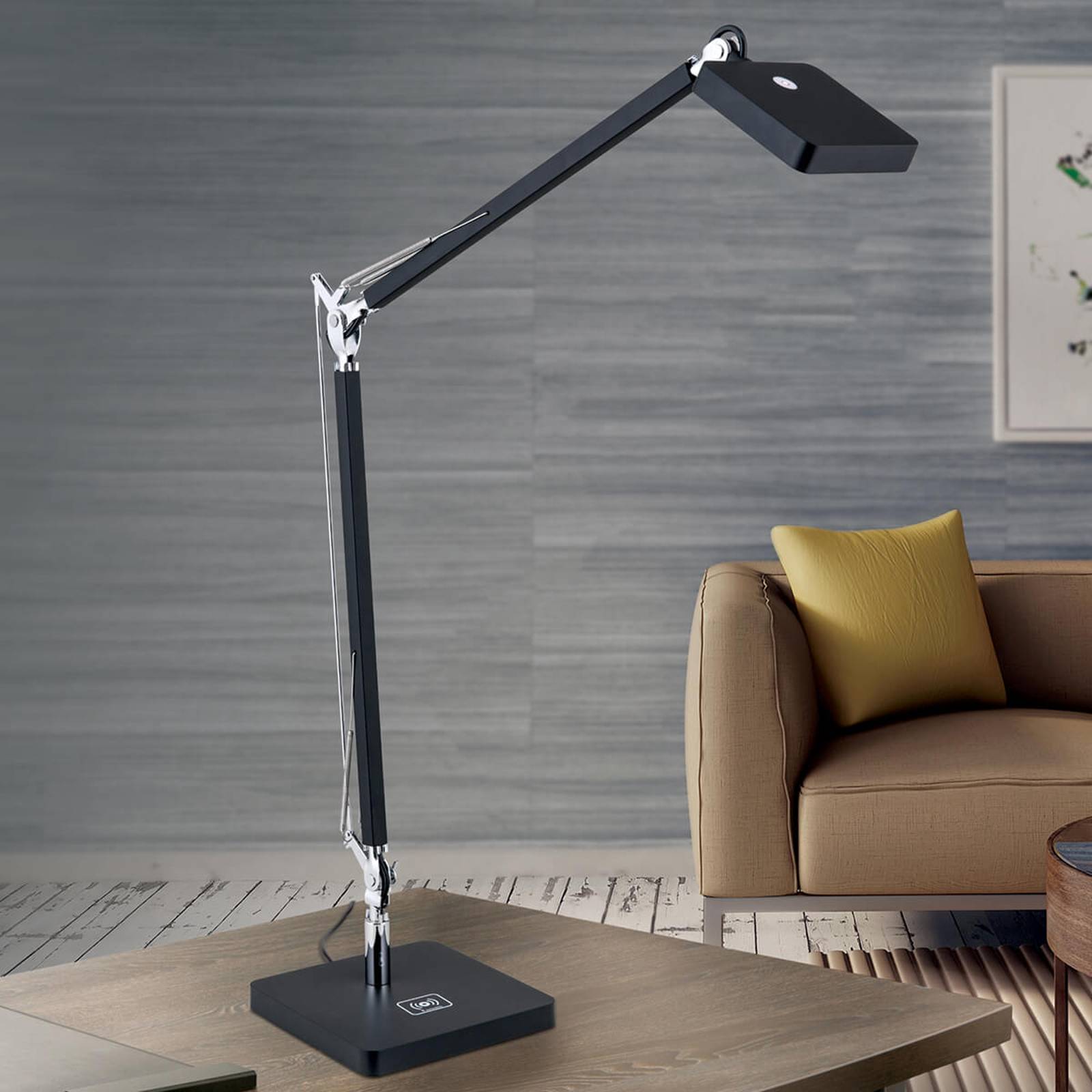 Qi-kompatibel LED-skrivbordslampa Dave i svart