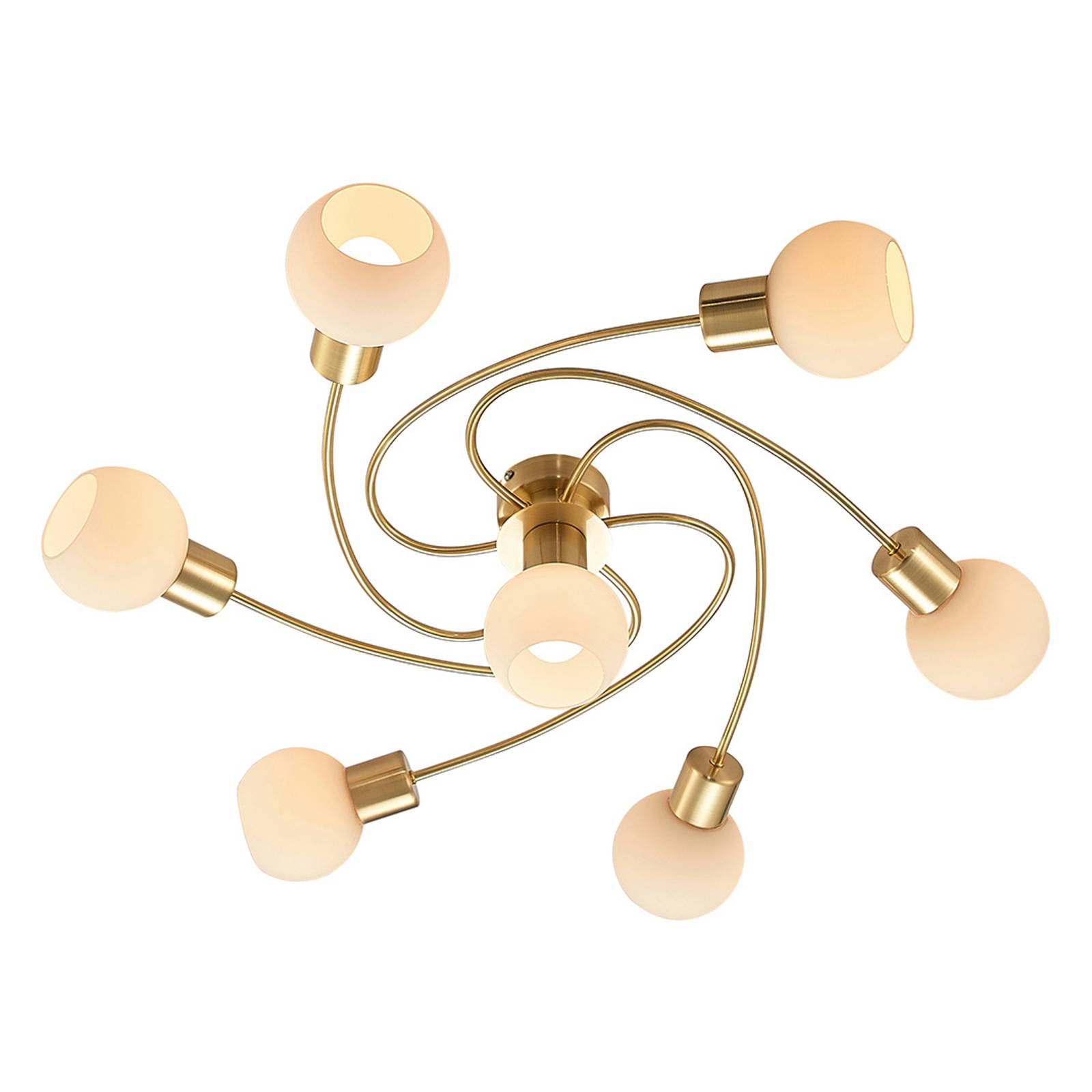 Lindby LED-taklampa Ciala, 7 lampor, mässing