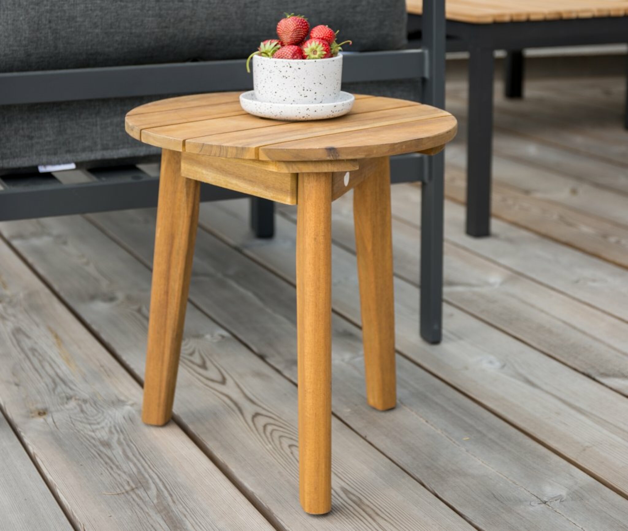 Utebord/Sidobord Chania Ø40 cm, trä/akacia