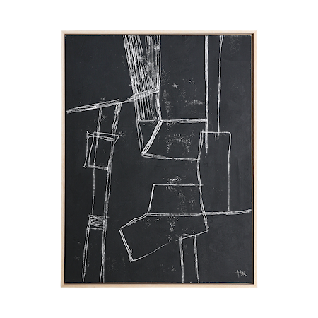 Framed Brutalism Painting Black 60x80 cm