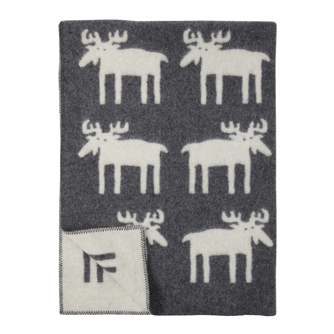 Älgar Moose Ullfilt grey, Klippan Yllefabrik