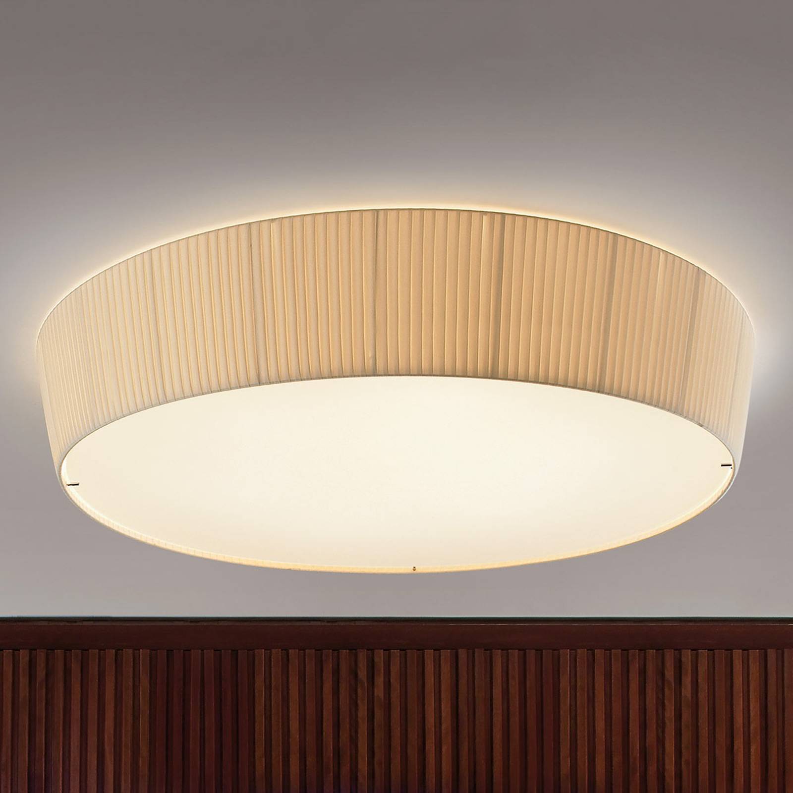 Bover Plafonet 95 - textiltaklampa, band creme