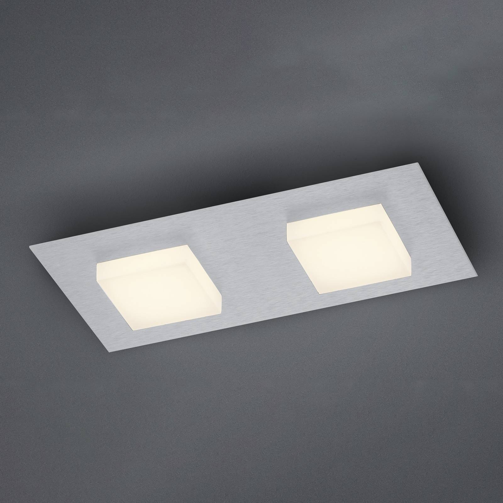 BANKAMP Luno LED-taklampa 2 lampor silver