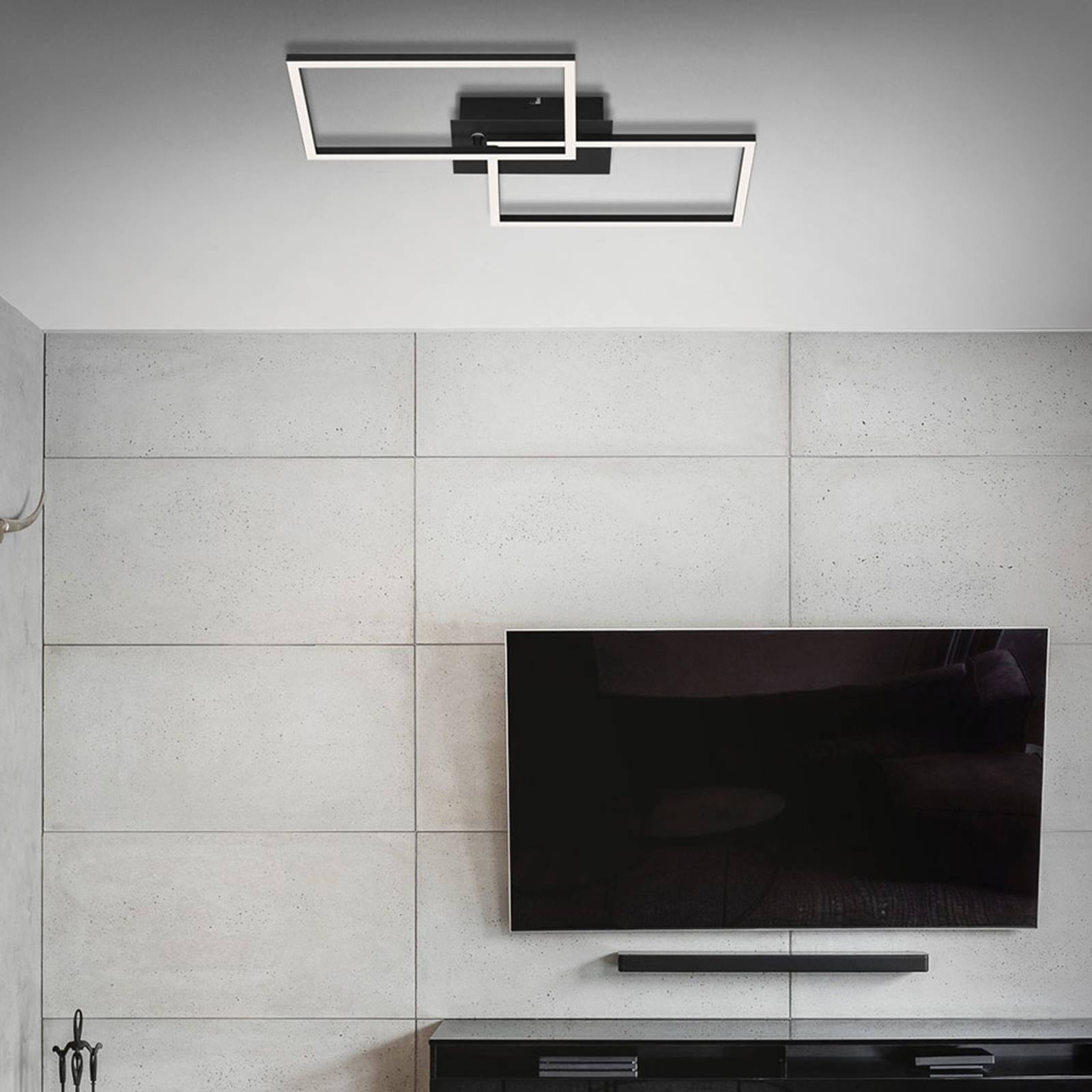 LED-taklampa Frame CCT, svart, 50 x 39 cm