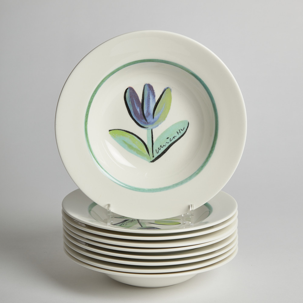 Vintage - SÅLD Djupa Tallrikar "Tulipa" Ulrica Hydman Vallien 10 st