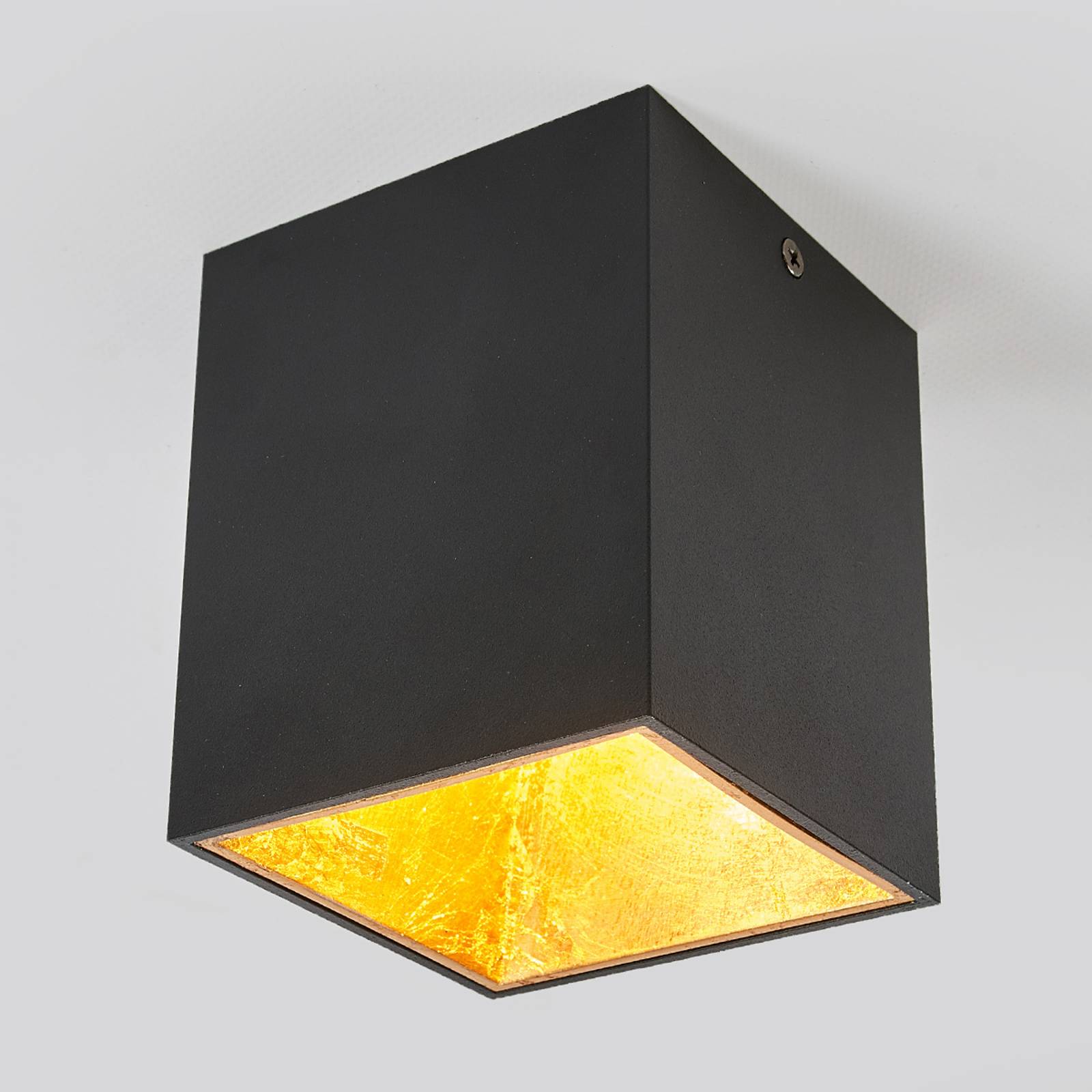 Kubisk LED-taklampa Juma, svart och guld